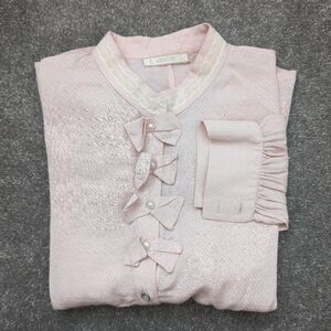 Armine lace collar button down pink blouse shirt women's Large